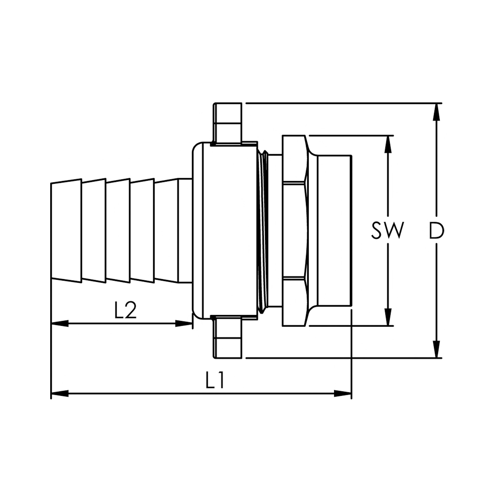 3/3 Standrohrverschraubung, G1IGx25, Mutter 1 1/4", flachdichtend, CH Ausführung, Messing - bei HUG Technik ☆
