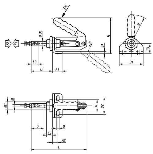 Schubstangenspanner Stahl, Komp:Kunststoff - K0084.0250 - direkt bei HUG Technik ✓