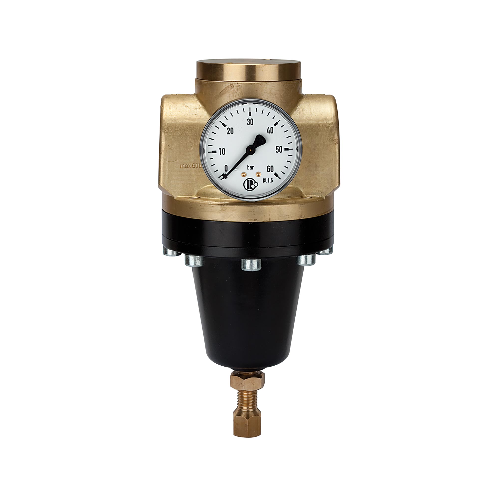 Hochdruckregler 60 bar, inkl. Manometer, G 1, Regelbereich 0,5-12 bar - bei HUG Technik ♡