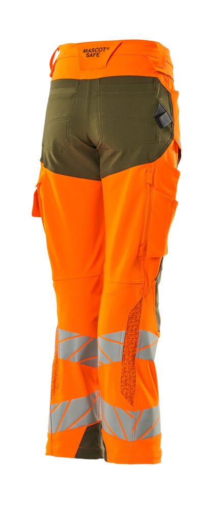MASCOT® ACCELERATE SAFE Hose mit Knietaschen  Gr. 76/C34, hi-vis orange/moosgrün - bei HUG Technik ✭