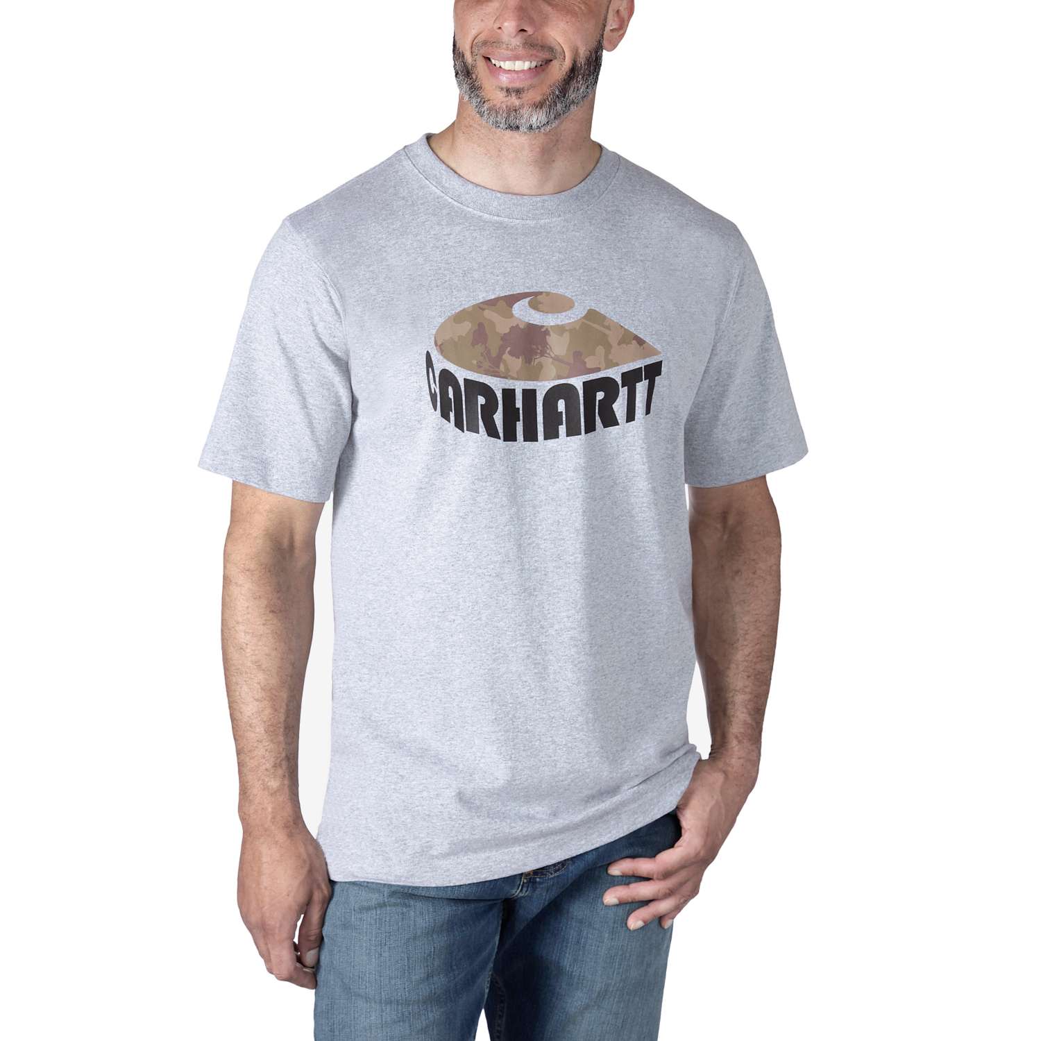 carhartt Herren T Shirt S SLEEVE CAMO C GRAPHIC T SHIRT Gr. M heather grey