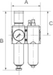 Wartungseinheit 2-tlg. »FUTURA-mini«, Metallbehälter, Kompaktmanometer, G 1/4, 0,1-4, HA - gibt’s bei HUG Technik ✓