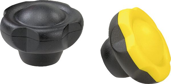 Fünfsterngriff M08 Thermoplast, schwarz RAL7021, Komp: Stahl, Komp: schwarz RAL7021, D=50 - K0255.5008 - bekommst Du bei HUG Technik ♡