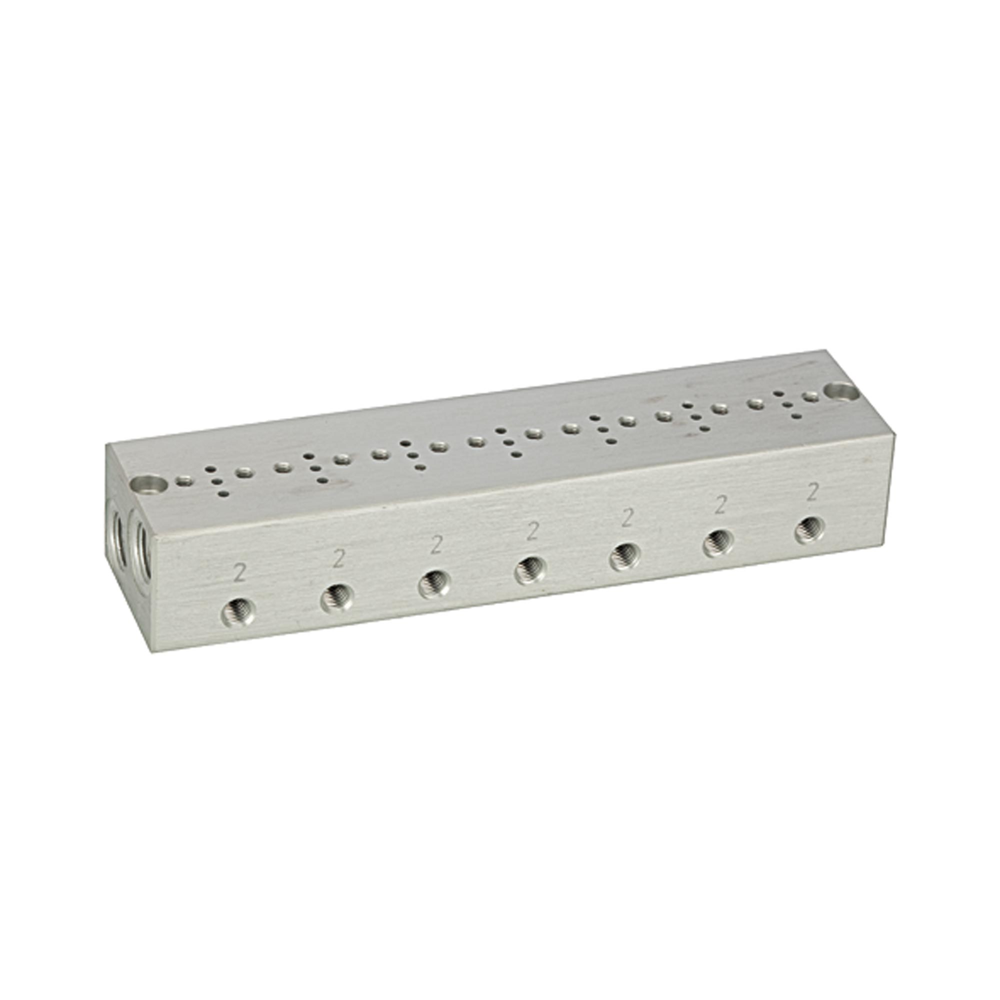 Reihengrundplatte 7-fach, M5 für Mini-Magnetventile 15 mm - erhältlich bei ✭ HUG Technik ✓