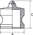 Kamlok-Verschlussstecker, Typ DP, 1 1/2, Stecker-ø 53, Edelstahl - bekommst Du bei ★ HUG Technik ✓