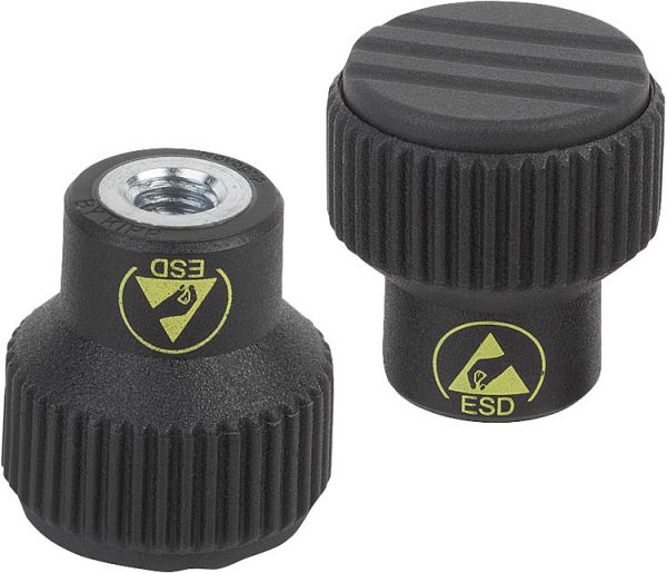 Rändelknopf antistatisch Gr.1 M06 Thermoplast, schwarz RAL9011, Komp: Stahl - K0247.1110624 - kommt direkt von HUG Technik 😊