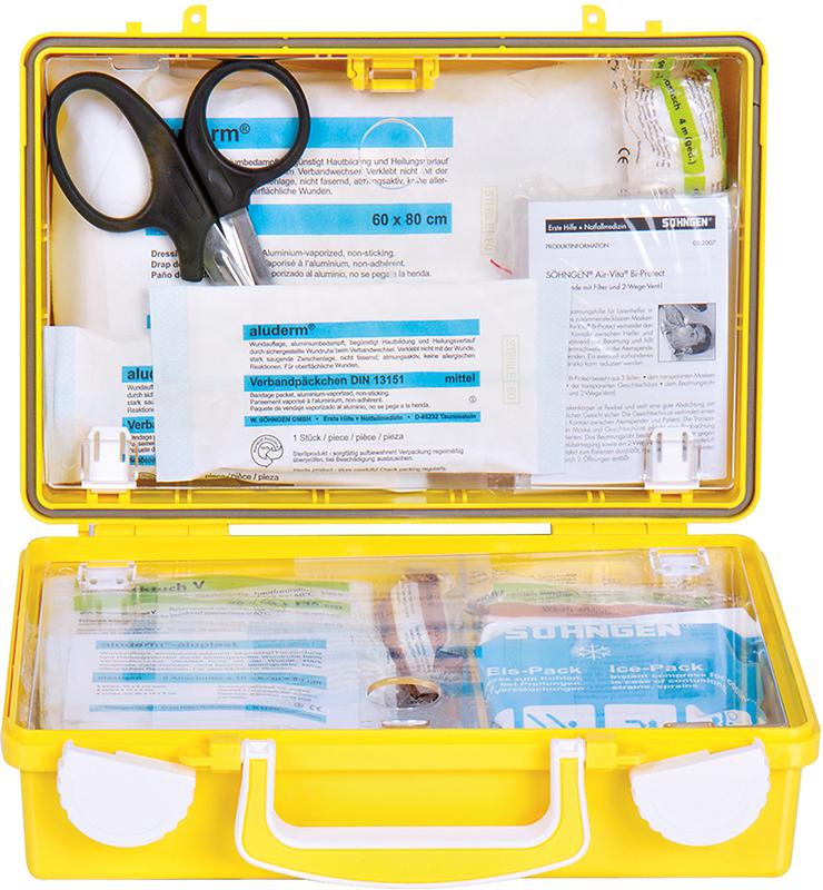 SÖHNGEN® Erste-Hilfe-Koffer Extra Handwerk, DIN 13157, gelb - bekommst Du bei ★ HUG Technik ✓