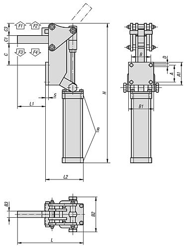 Pneumatikspanner horizontal Stahl, schwere Ausführung - K0091.0750 - erhältlich bei ♡ HUG Technik ✓