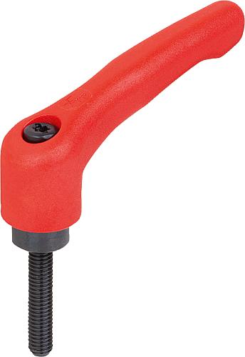 Klemmhebel Gr.2 M10X20, Hochleistungsthermoplast rot RAL3020, Komp:Stahl brüniert - K1700.21084X20
