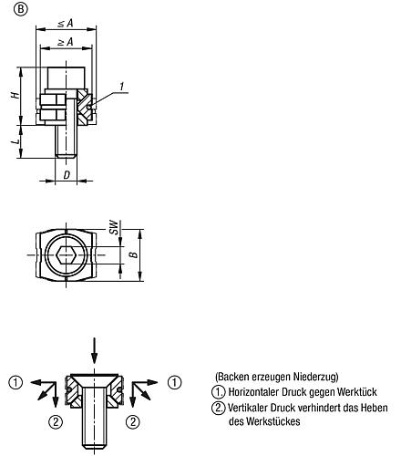 Keilspanner Glatt, Form: B mit Zylinderschraube M06, L=10,2, Stahl gehärtet und brüniert - K1167.21506 - bekommst Du bei ★ HUG Technik ✓