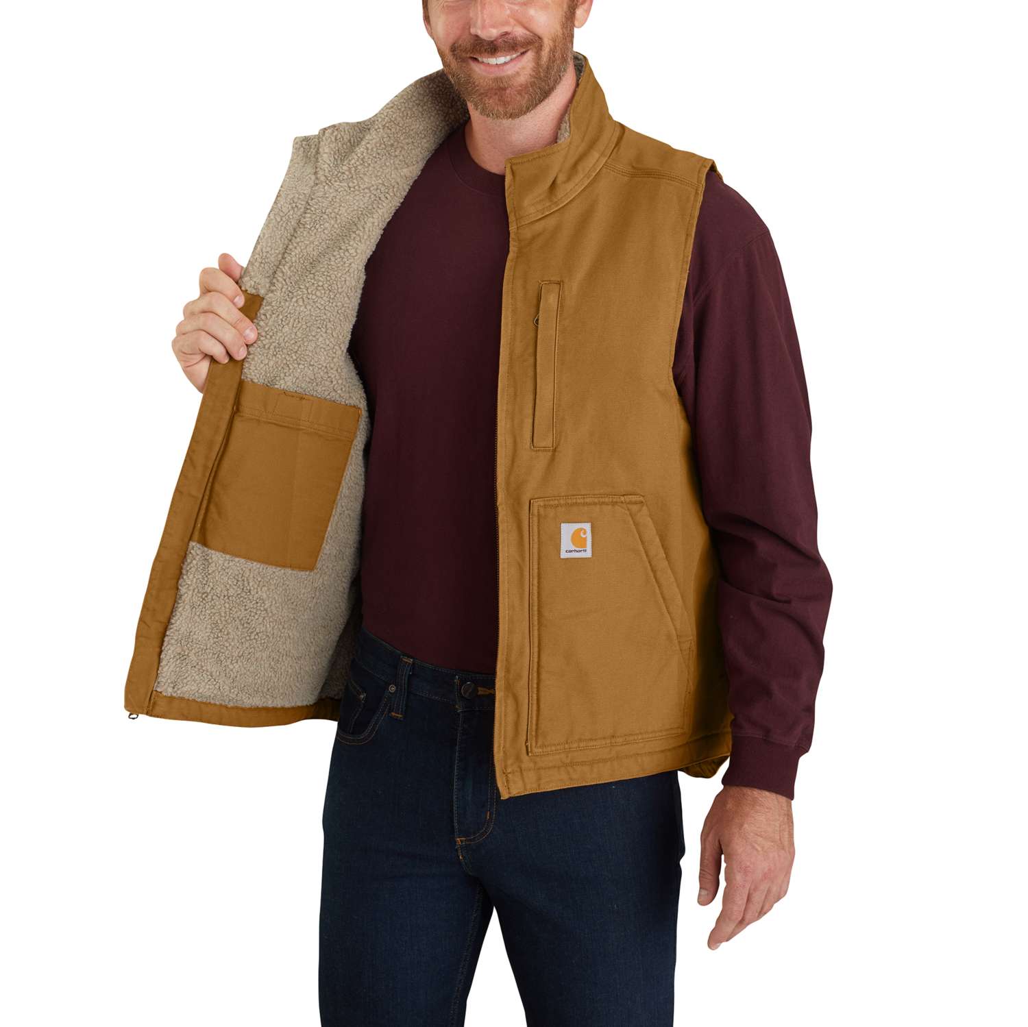 carhartt® Herren Weste WASHED DUCK LINED MOCK NECK VEST carhartt® brown Ansicht 3  - jetzt neu bei HUG Technik ♡