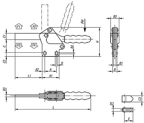 Schnellspanner horizontal Stahl, Komp: Kunststoff - K0073.0250 - erhältlich bei ♡ HUG Technik ✓