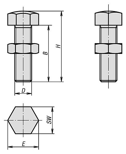 Zeichnung Auflagebolzen M06 Vergütungsstahl, A=30 - K0307.06030 - bei HUG Technik ☆