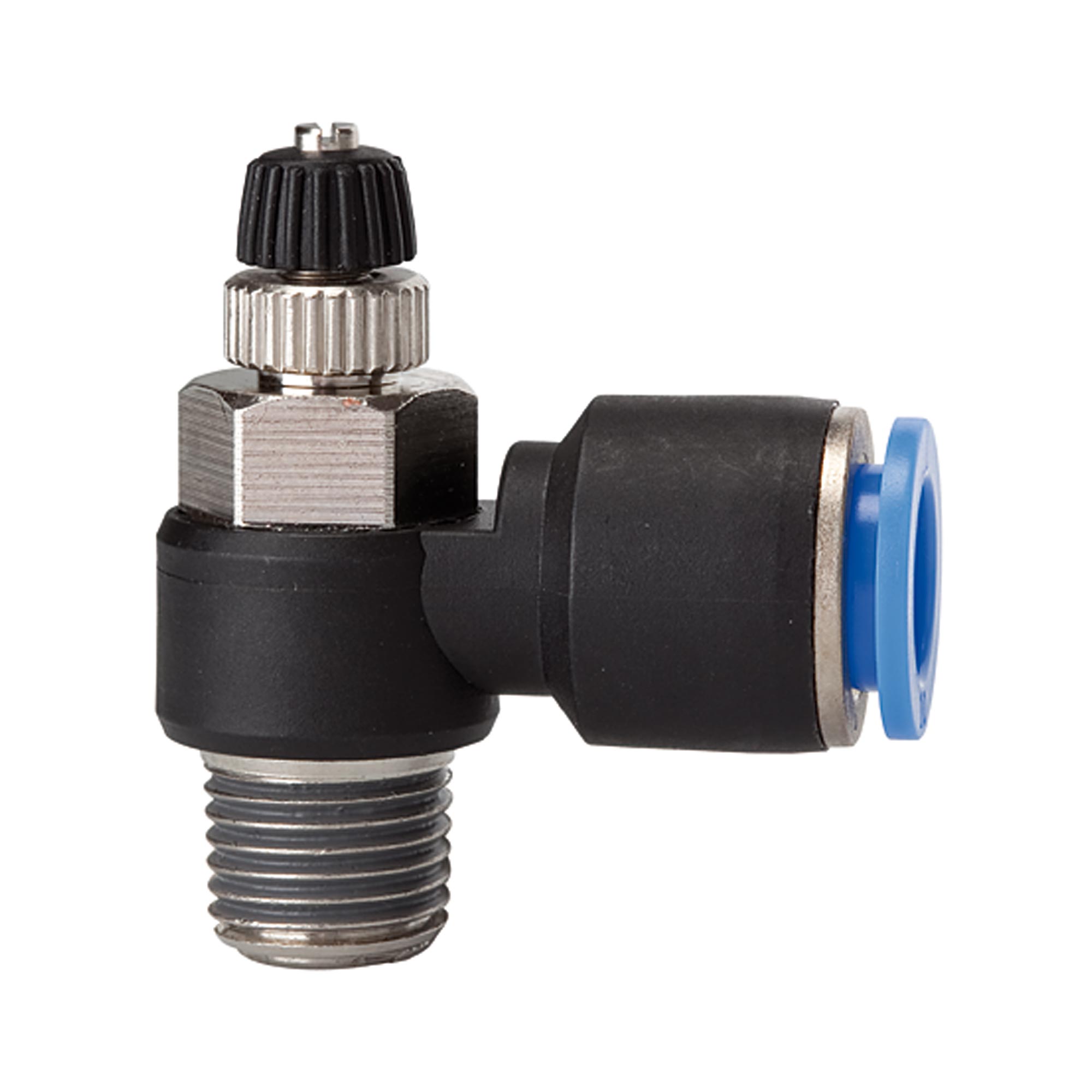 Drosselrückschlagventil »Blaue Serie«, Zuluftdrosselung R 1/2 a. Ø10mm - erhältlich bei ✌ HUG Technik ✓