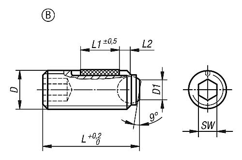 Kugeldruckschraube ohne Kopf M06, Form:B, LONG-LOK, Komp:Wälzlagerstahl L2=10,1 - K0666.20610 - bei HUG Technik ♡