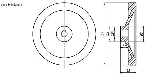 Scheibenhandrad D1=100 Passbohrung D2=10H7, Aluminium, schwarz pulverbesch, ohne Griff - K0161.01100X10 - direkt von HUG Technik ✓