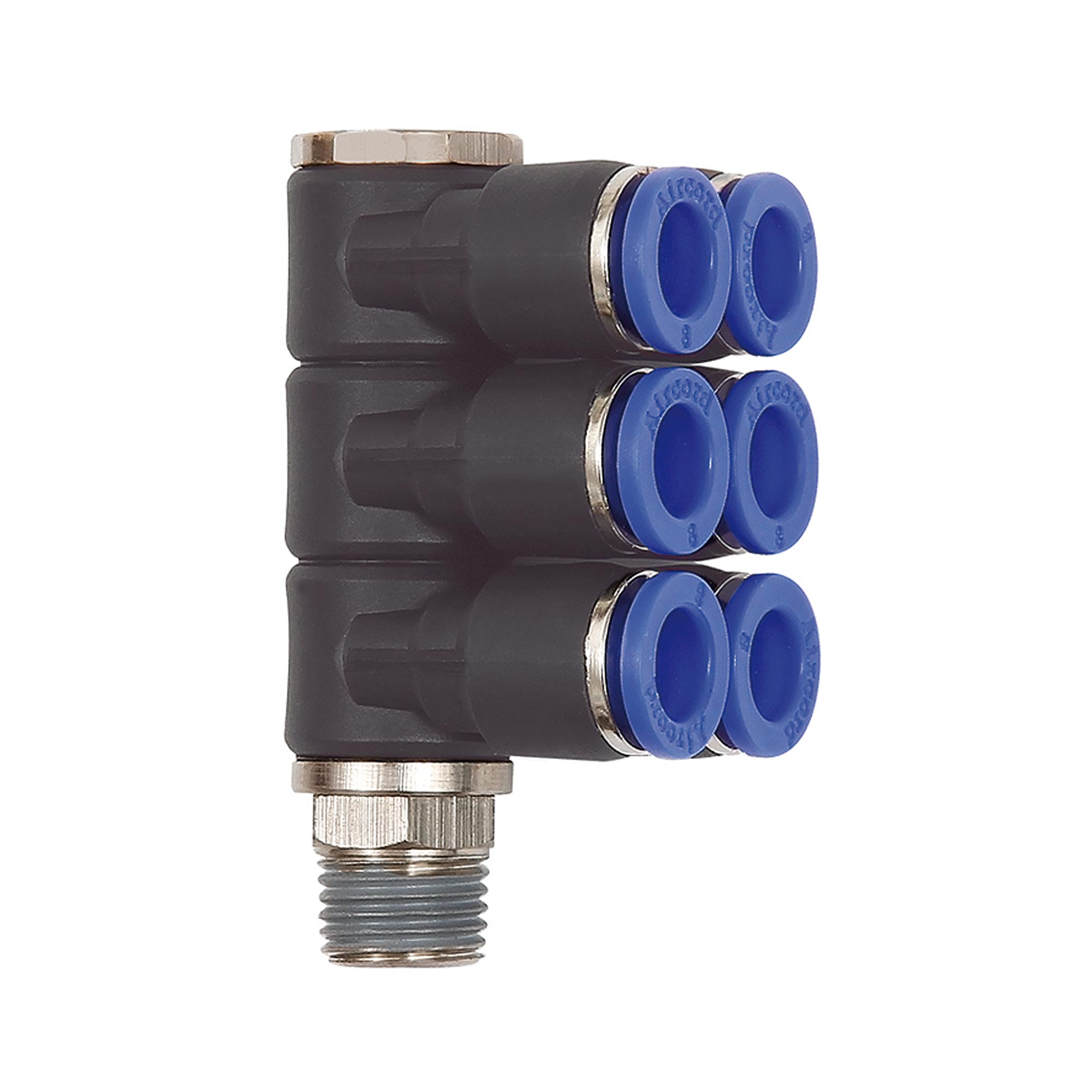L-Mehrfachverteiler »Blaue Serie«, 6-fach, drehbar, R3/8 a. Ø12mm - bei HUG Technik ✓ ✌