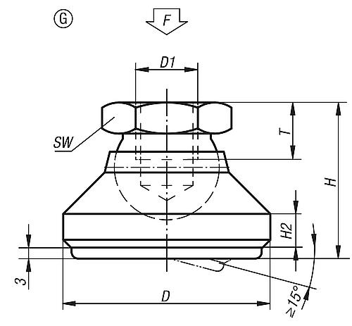 Zeichnung Gelenkteller, Form: G Vergütungsstahl, ANTI-SLIP-PLATTE, Komp: Autom.Stahl, D2=32 - K0395.410 - bekommst Du bei ★ HUG Technik ✓