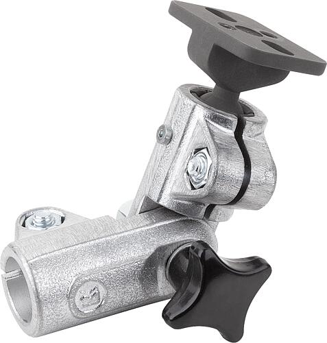 Rohrverbinder Gelenk, für Rundrohre, Form:A, mit Kugelgelenk, Aluminium, Komp:Stahl, A=18,1 - K0489.5181