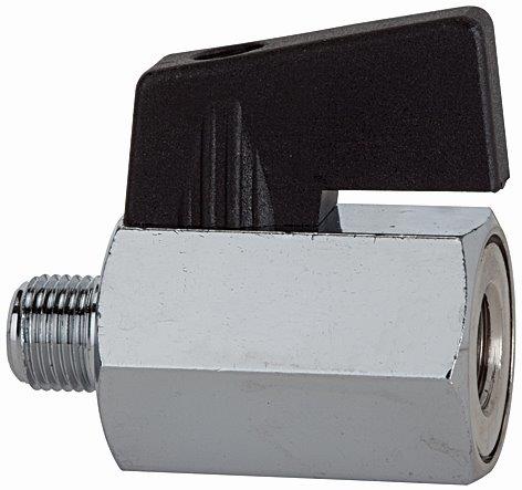 Mini-Kugelhahn, glatt, Messing vernickelt, G 1/8 IG/AG - direkt bei HUG Technik ✓