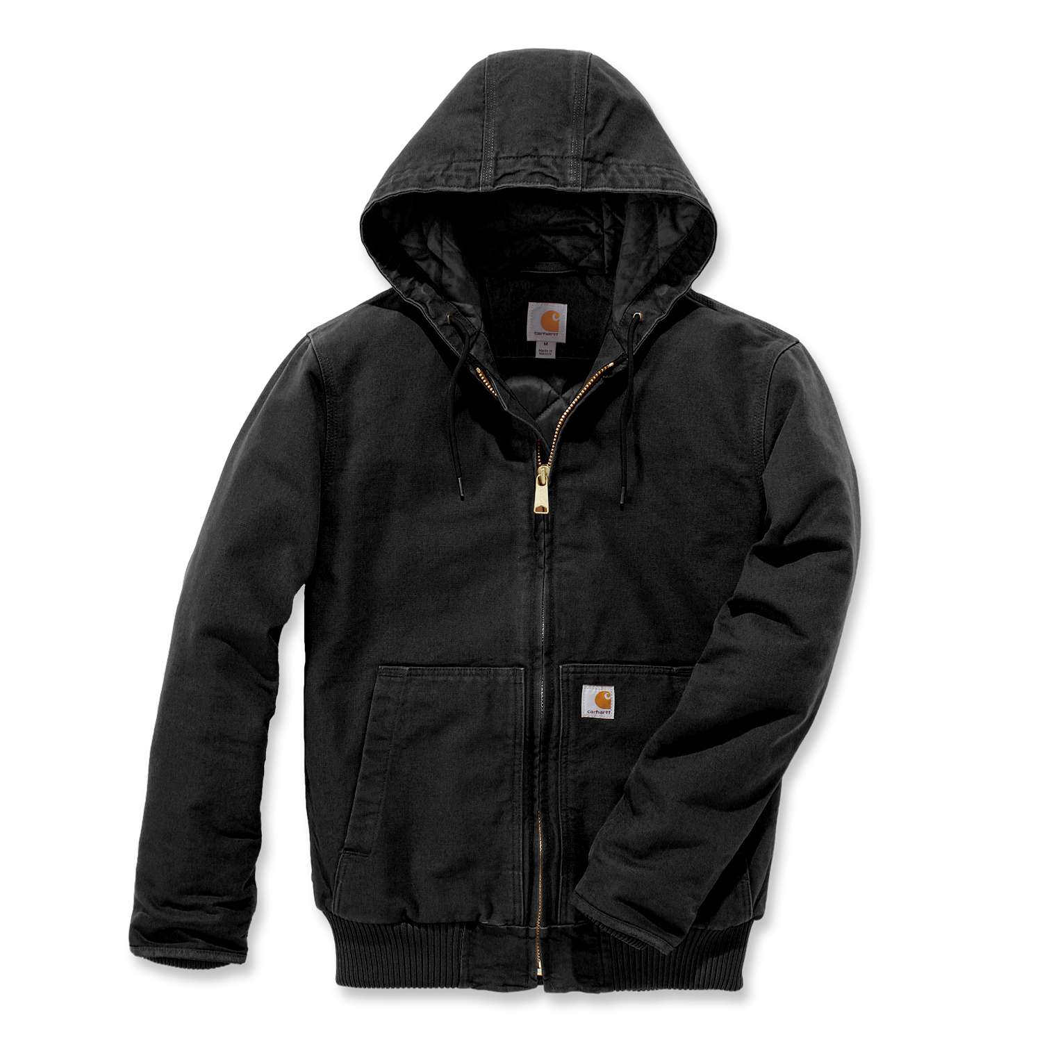 carhartt® Herren Baumwoll-Jacke mit Kapuze DUCK ACTIVE JACKET black Flach  - bei HUG Technik ✭