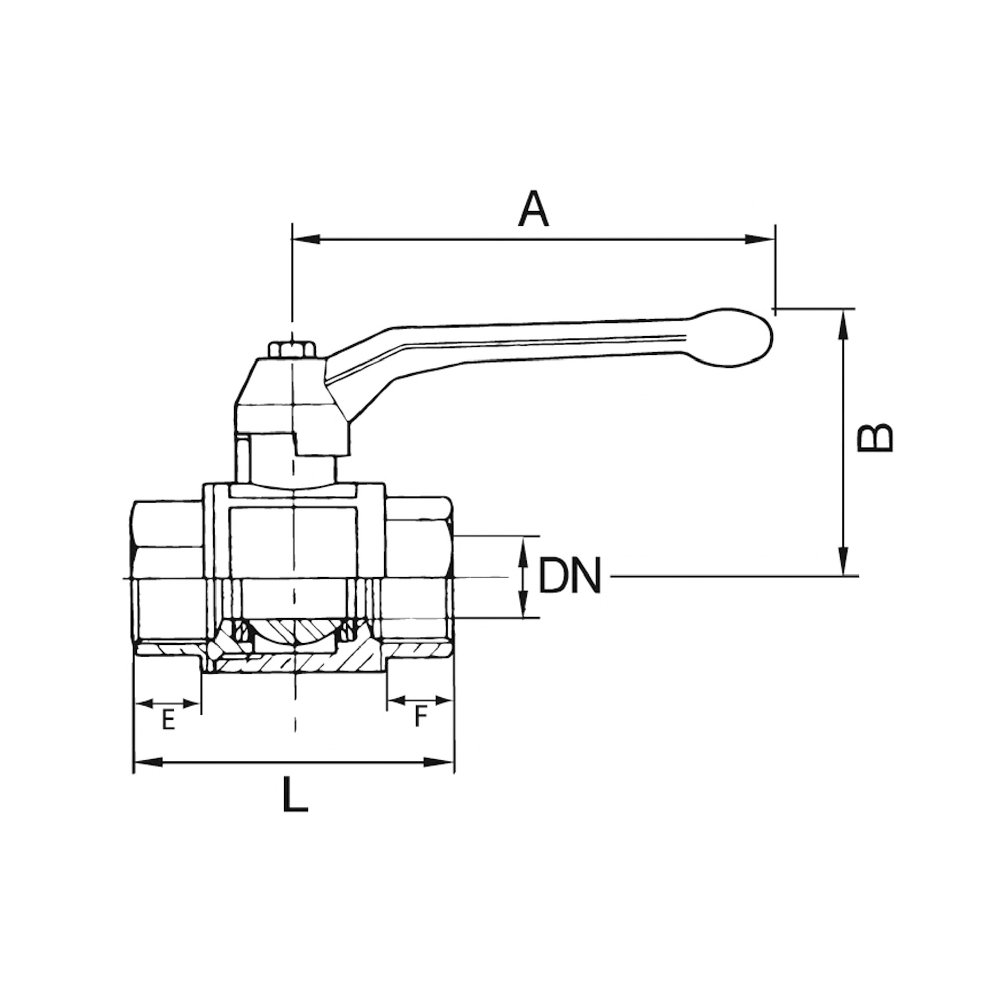 Kugelhahn Standardausführung, gelber Hebel, IG/IG, Messing vernickelt, G 1 1/2 - bei HUG Technik ♡