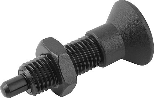 Arretierbolzen mit verl. Arretierstift Gr.0 M08x1, Form: H Stahl, gehärtet, Komp: Thermoplast, D=4 - K0633.22004 - erhältlich bei ✭ HUG Technik ✓