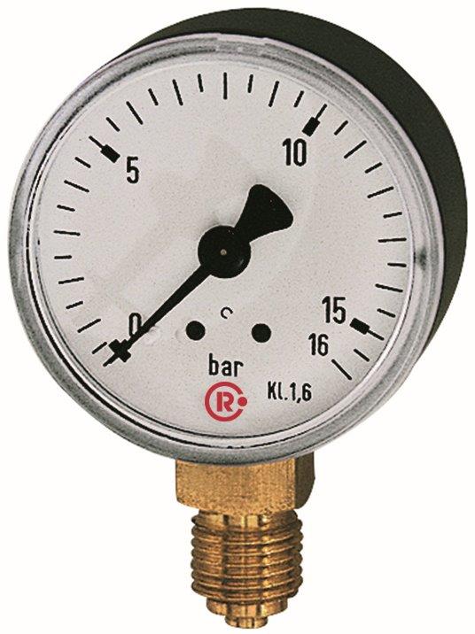 Standardmanometer, G 1/4 radial unten, -1/+0,6 bar, ø 63 mm, Kunststoffgehäuse - bei HUG Technik ☆