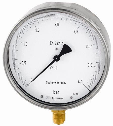 Feinmessmanometer, G 1/2 radial unten, -1 / +0,6 bar, ø 160 mm - erhältlich bei ♡ HUG Technik ✓