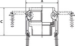 Kamlok-Schnellkupplungsdose mit AG, Typ B, Edelstahl 1.4401, R 1 - erhältlich bei ✭ HUG Technik ✓