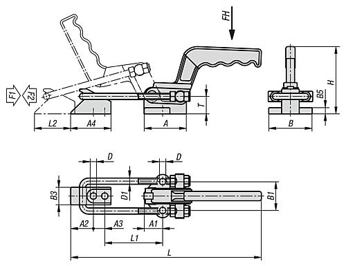 Bügelspanner, Horizontal mit Gegenhalter, schwere Ausführung, F2=20000, Stahl verzinkt und - K1262.020000 - kommt direkt von HUG Technik 😊