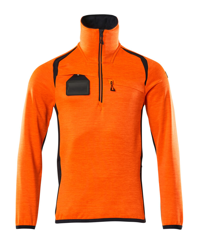 MASCOT® ACCELERATE SAFE Fleecepullover mit kurzem Reißverschluss  Gr. 2XL, hi-vis orange/schwarzblau - bei HUG Technik ☆