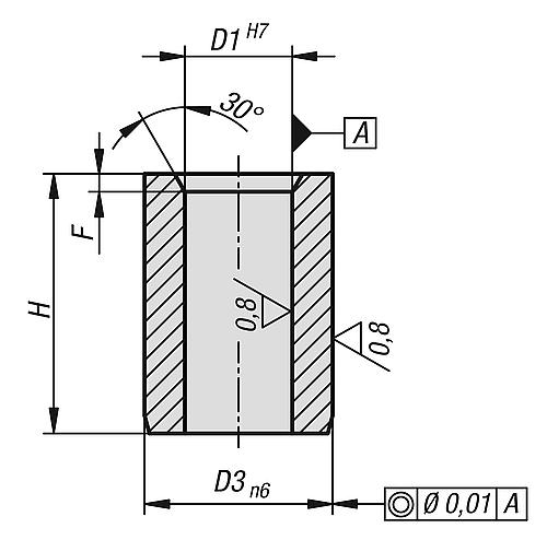 Buchse kurze Ausführung Werkzeugstahl D1=10 - K1095.1014 - direkt bei HUG Technik ✓