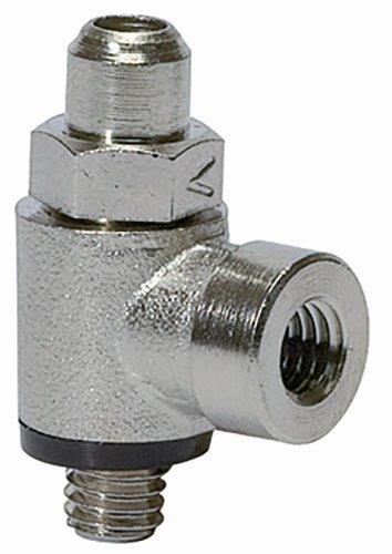 Drosselrückschlagventil mit Schlitzschraube Zuluft, G 1/4 IG, G 1/4, Gewindeanschluss, Messing vernickelt - erhältlich bei ✭ HUG Technik ✓