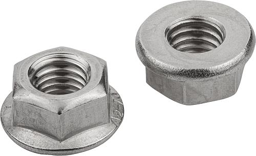 Sechskantmutter mit Flansch EN1661, M04, SW=7, Edelstahl A2 blank - K1797.104 - erhältlich bei ♡ HUG Technik ✓