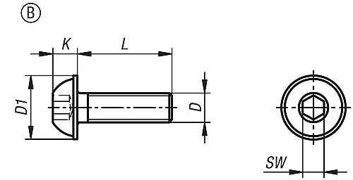 Schraube Halbrundkopf DIN EN ISO7380-2 M03X10, Form B mit Innensechskant und Bund, Edelstahl A2, 70 blank - K1796.2103X10 - gibt’s bei HUG Technik ✓