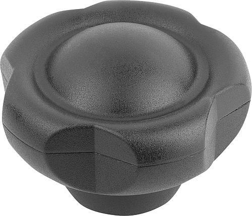 Fünfsterngriff M08 Thermoplast, schwarz RAL7021, Komp: Stahl, Komp: schwarz RAL7021, D=50 - K0255.5008 - bekommst Du bei HUG Technik ♡