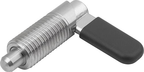 Sperrriegel, D=5, M12, Form:C m. Gewindehülse, m. Kappe, Edelstahl blank, Komp:Polypropylen schwarzgrau - K1673.1060512