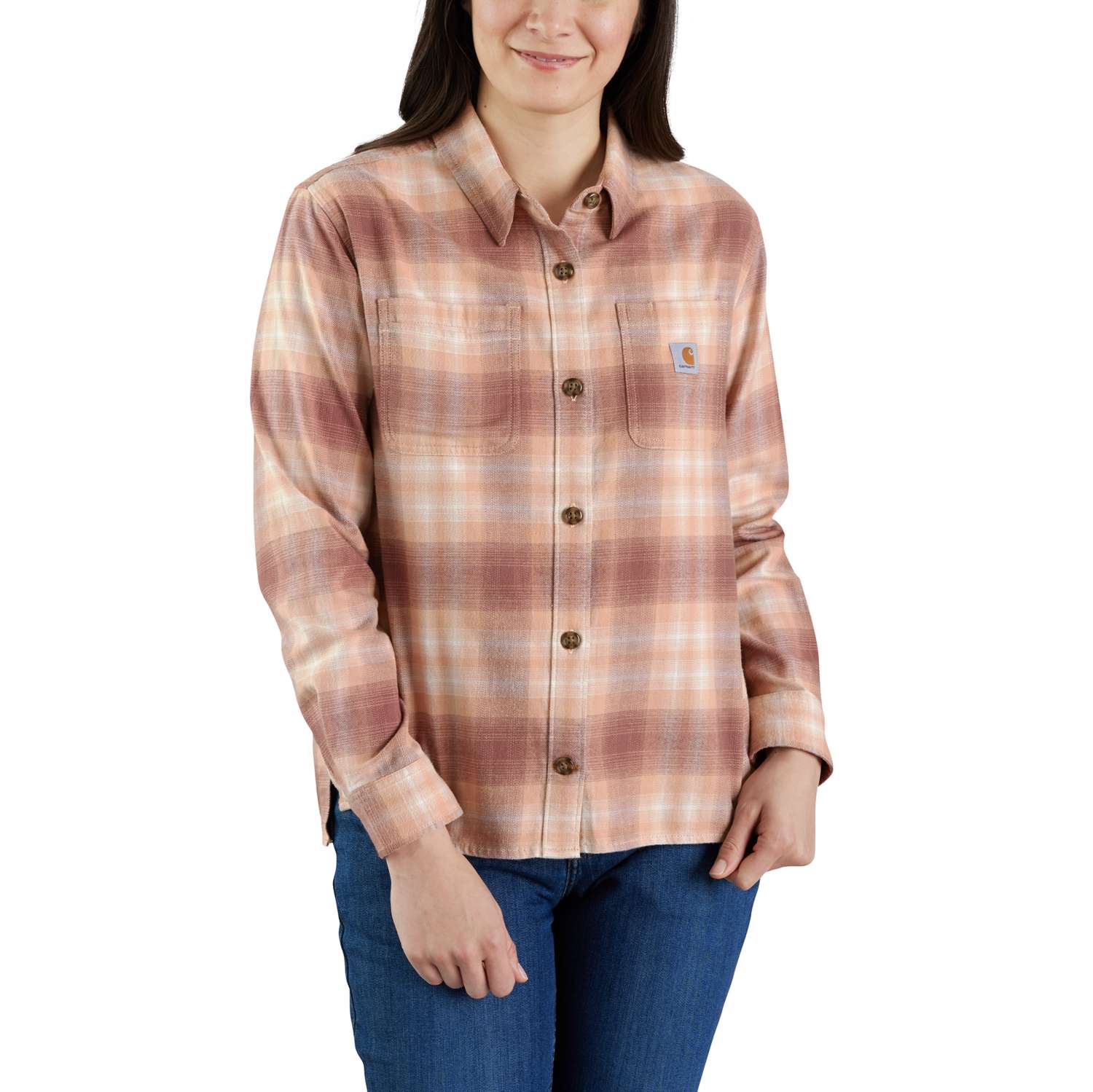 carhartt® Damen-Langarmshirt »MIDWEIGHT FLANNEL L/S PLAID SHIRT« stucco - bekommst Du bei HUG Technik ♡