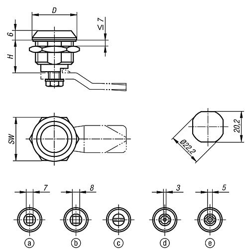 Drehriegel mit federgelagerter Zunge - K0522 - bekommst Du bei ★ HUG Technik ✓