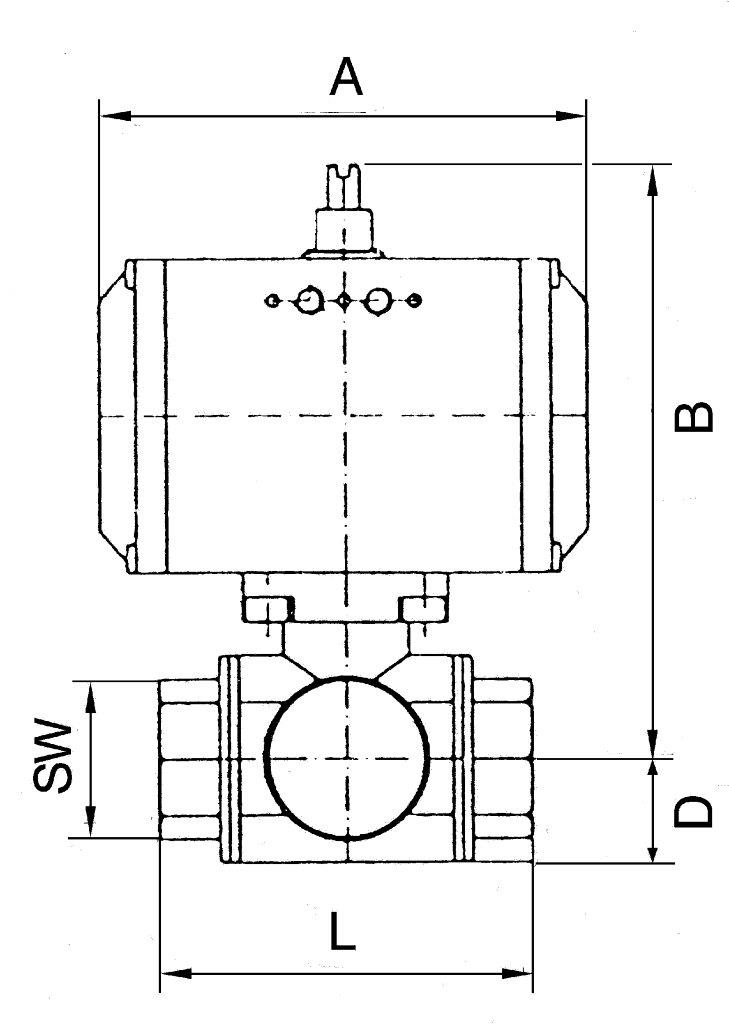 2-Wege-Edelstahlkugelhahn, pneumatisch, doppeltwirkend, Rp 1 1/2, DN 40 - gibt’s bei ☆ HUG Technik ✓