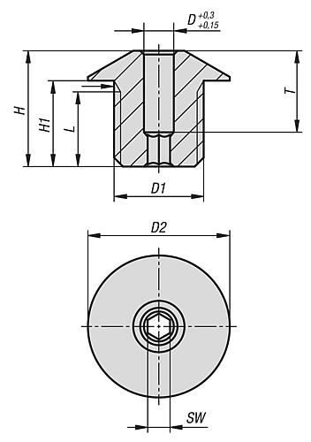 Positionierbuchse M12x1,5x10 D=4 Edelstahl, D2=19, SW=3 - K1290.104 - erhältlich bei ✭ HUG Technik ✓