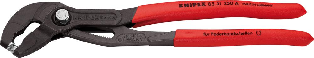 KNIPEX® Schlauchklemmenzange f. Federbandschellen Griffe kunststoffüberzogen 250 mm - direkt von HUG Technik ✓ KNIPEX® Schlauchklemmenzange f. Federbandschellen Griffe kunststoffüberzogen 250 mm - direkt von HUG Technik ✓