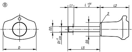 Kugelsperrbolzen, Form: B, D1=5, L=15 - K0363.13805015 - bei HUG Technik ☆