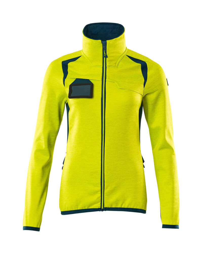 MASCOT® ACCELERATE SAFE Fleecepullover mit Reißverschluss  Gr. 2XL, hi-vis gelb/dunkelpetroleum - bei HUG Technik ♡