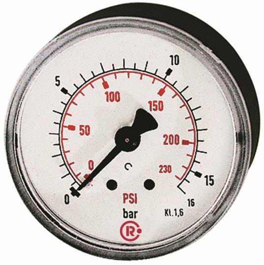Standardmanometer, G 1/4 hinten zentrisch, 0 - 2,5 bar/36 psi, ø 63 mm, Kunststoffgehäuse - bekommst Du bei ★ HUG Technik ✓
