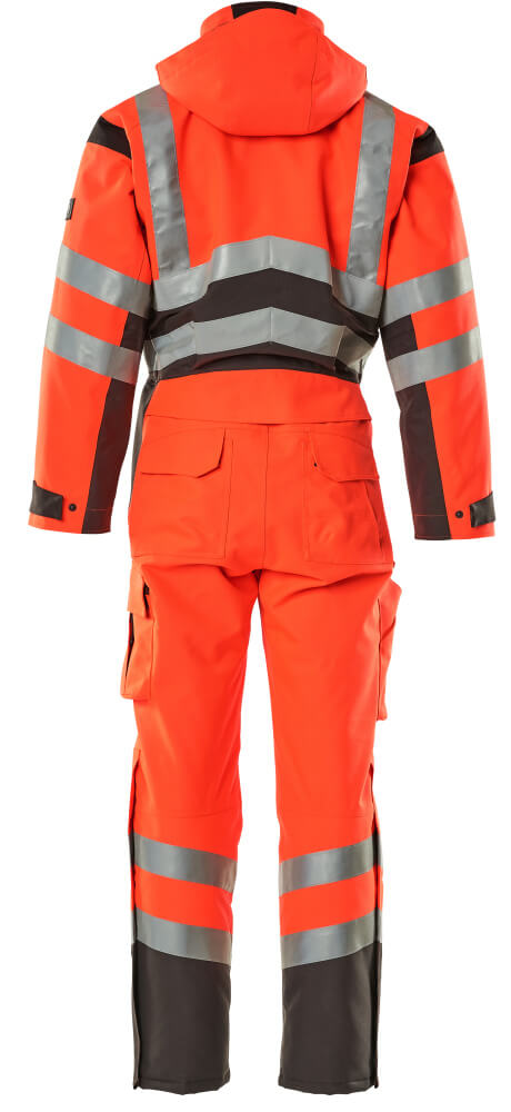 MASCOT SAFE YOUNG Winteroverall Safara hi-vis rot/dunkelanthrazit, Rückansicht