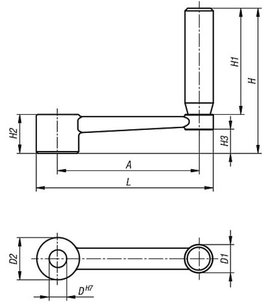 Handkurbel mit Griff Gr.1 A=80 L=100 Edelstahl, drehbar, D=10 - K0999.3110 - gibt’s bei HUG Technik ✓