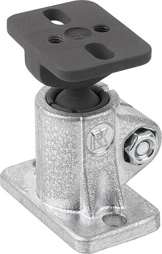 Rohrverbinder mit Fuß, für Rundrohre, M=30, G=40, L=58, A=18,1, Form:A mit Kugelgelenk, Aluminium, Komp:Stahl - K0477.5181