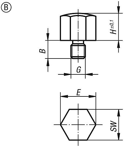 Positionsfuß M08 L1=10, Form:B Autom.Stahl, SW=17 - K0298.2101 - direkt von HUG Technik ✓